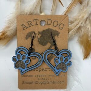 Dog Earring Cat Earring Paw Print Earrings Wooden Lasercut Dangle Drop Earrings